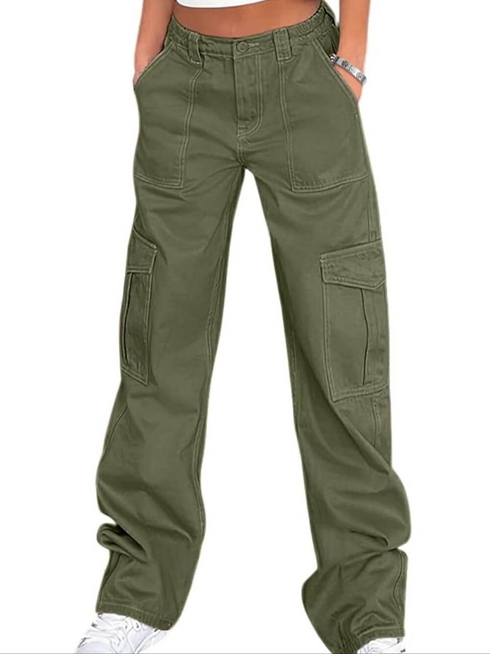 Lepunuo Y2K Cargo Pants High Waisted Relaxed Fit 6 Pockets